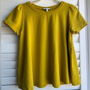 Anthropologie Eri + Ali Top Mustard Yellow Shirt Sleeve Swing Shirt